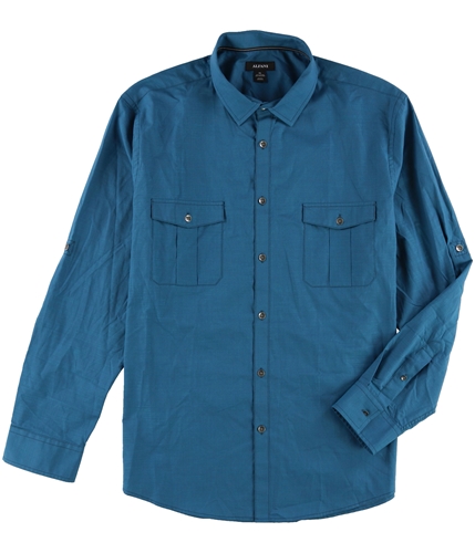 Alfani Mens Long Sleeve Warren Button Up Shirt azurite S