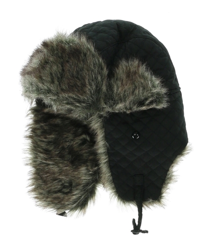 American Rag Mens Quilted Faux Fur Trapper Hat black One Size