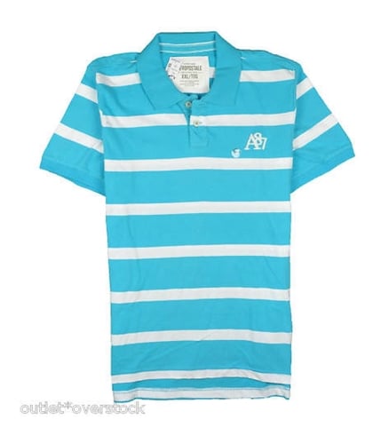 Aeropostale Mens A87 Logo Thin Stripe Rugby Polo Shirt curacaoaqua 2XL