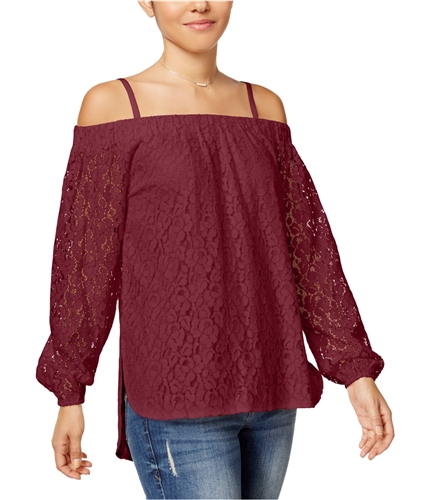 Seven Sisters Womens High Low Knit Blouse wine L
