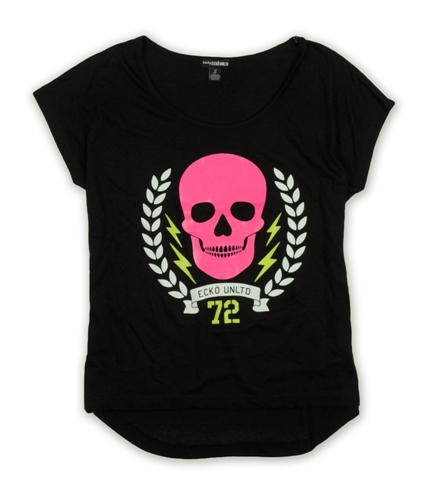 Ecko Unltd. Womens Skull Neon Opn Nk Graphic T-Shirt black S
