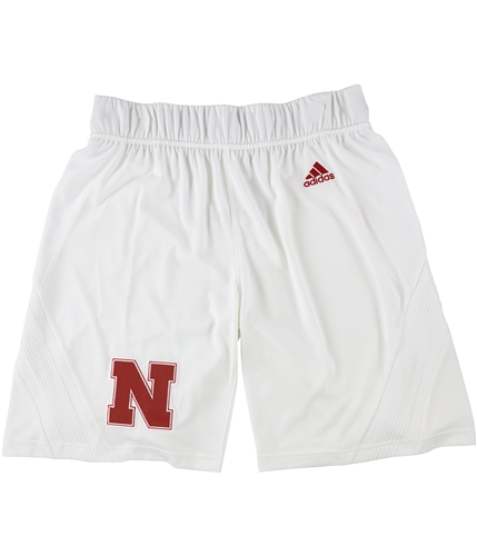 Adidas Mens University of Nebraska Athletic Workout Shorts white L