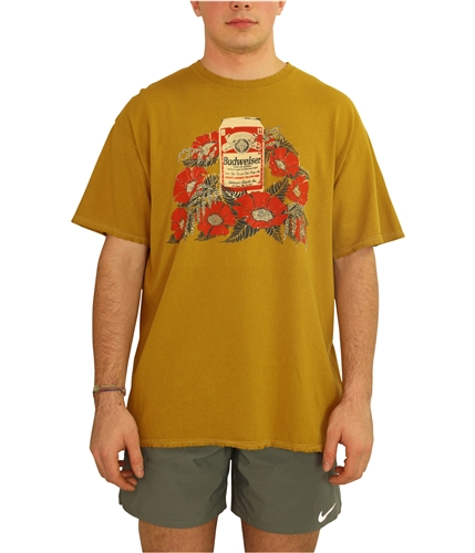 Junk Food Mens Budwiser Flowers Graphic T-Shirt dkyellow S