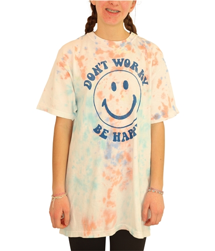 Junk Food Womens Don't Worry Be Happy Graphic T-Shirt tiedye S