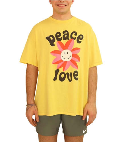 Junk Food Mens Peace Love Flower Graphic T-Shirt yellow XS
