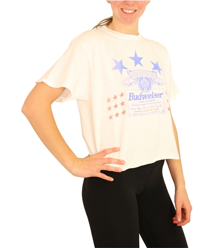 Junk Food Womens Budwiser Stars Cropped Graphic T-Shirt white S