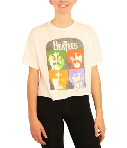 Junk Food Womens The Beatles Crop Graphic T-Shirt white XS