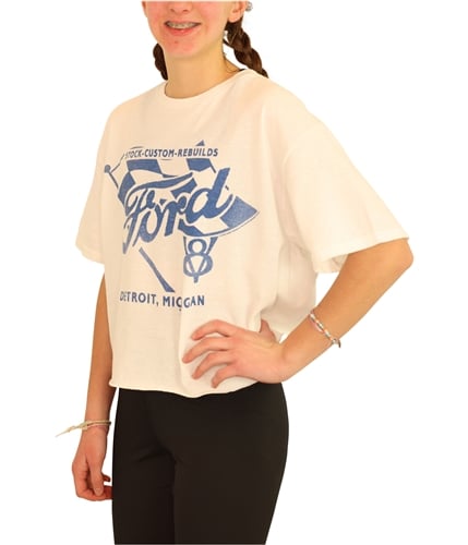 Junk Food Womens Cropped Ford Flag Graphic T-Shirt white XS