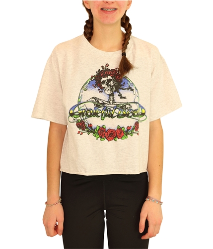 Junk Food Womens Grateful Dead Skull and Roses Graphic T-Shirt gray XS