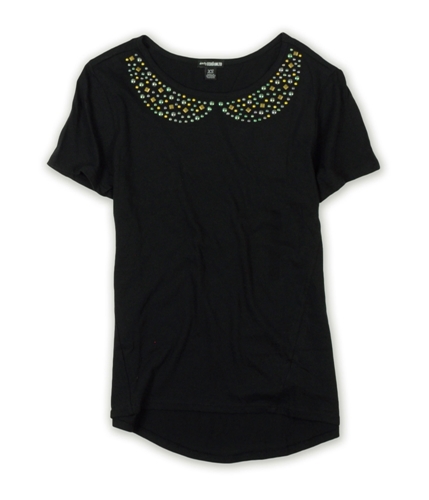 Ecko Unltd. Womens Studded Collar Embellished T-Shirt black XS