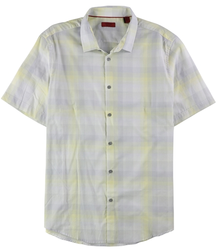 Alfani Mens Slim Fit Plaid Button Up Shirt sunlightyellow 2XL