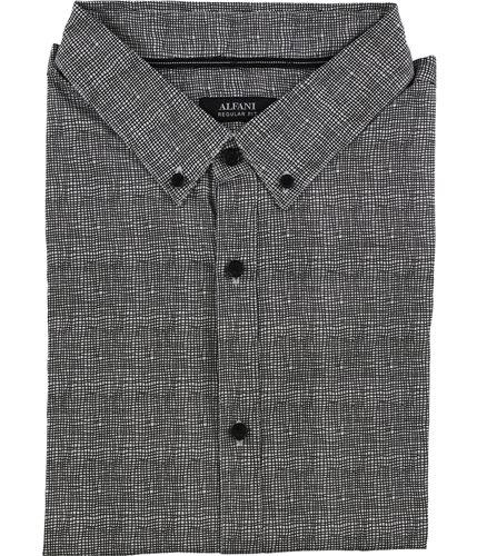 Alfani Mens Dalton Texture-Print Button Up Shirt deepblack S