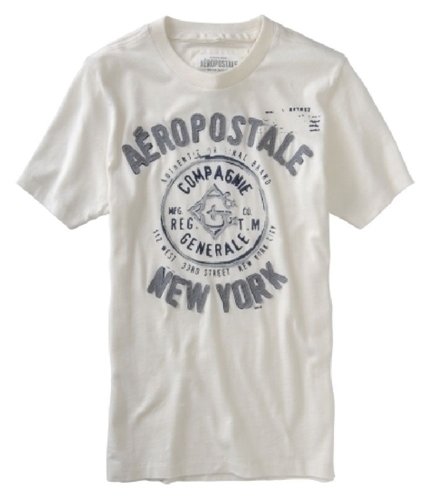 Aeropostale Mens Embroidered Compagnie Graphic T-Shirt opalwhite S