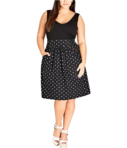 City Chic Womens Simply Sweet Fit & Flare Dress black L/20W