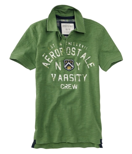 Aeropostale Mens Ny Varsity Crew Rugby Polo Shirt sprucegreen S