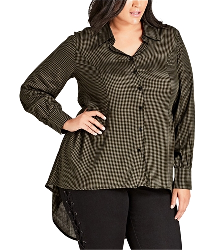 City Chic Womens Autumn Spell Button Down Blouse medgreen L/20W