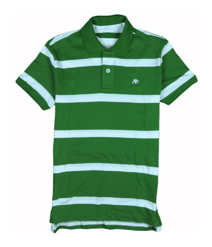 Aeropostale Mens Thin Stripe A87 Logo Rugby Polo Shirt sprucegreen L