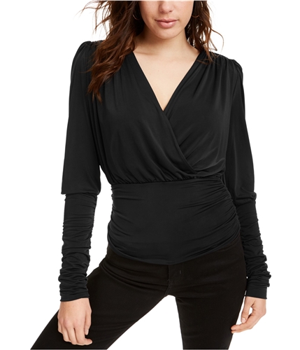 Leyden Womens Solid Pullover Blouse black L