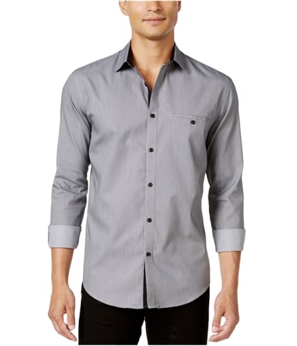 Alfani Mens Regular Fit Textured Button Up Shirt deepblack XL