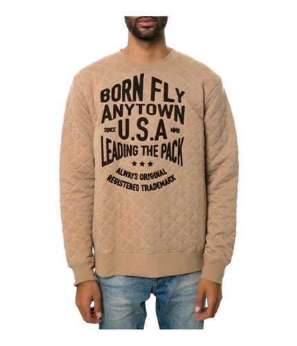 Born Fly Mens The Bambi Crewneck Sweatshirt khaki L