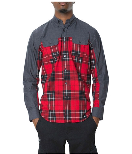Staple Mens The Dorchester LS Button Up Shirt red S
