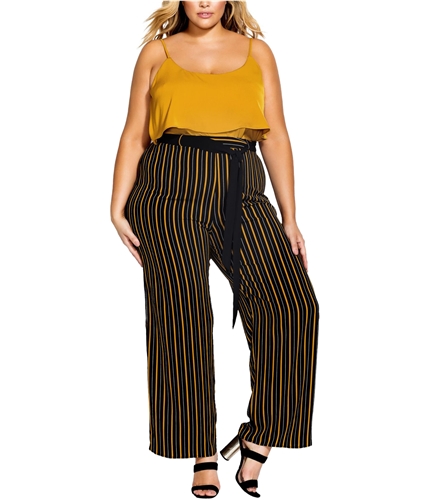 City Chic Womens Stripe Casual Trouser Pants black 18W/33