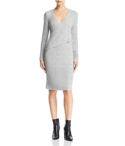 C/Meo Collective Womens Ribbed Crossover Sweater Dress gray M