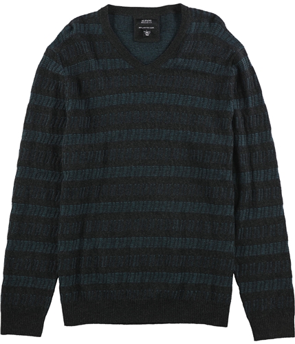 Alfani Mens Chevron Stripe Pullover Sweater darkgreyhtrcmb XL