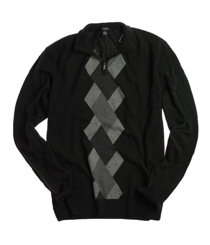 Alfani Mens Ls Argyle 1/4 Zip Mk Knit Sweater blackbasiccbo XL