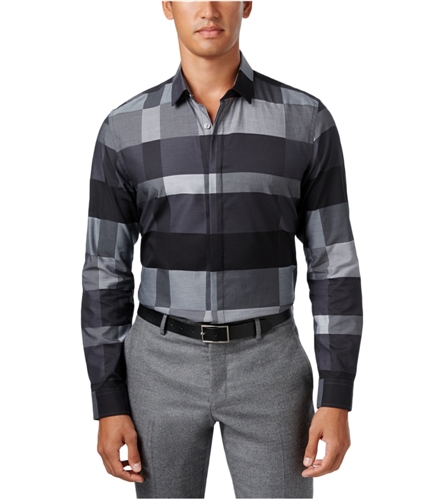 Alfani Mens Colorblocked Button Up Shirt activesteel XL