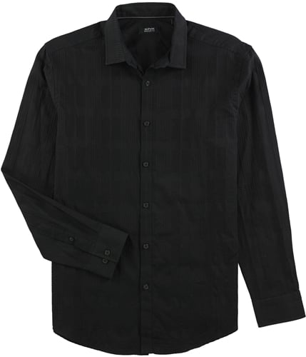 Alfani Mens Garrison Smooth Button Up Shirt deepblack M