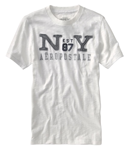 Aeropostale Mens N Est 87 Y Embroidered Graphic T-Shirt bleachwhite XS