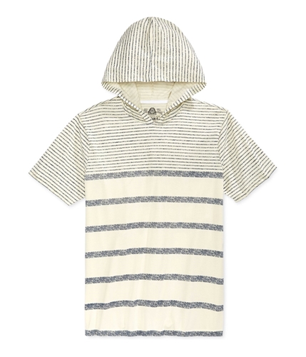 American Rag Mens Striped Hooded Graphic T-Shirt indigo L