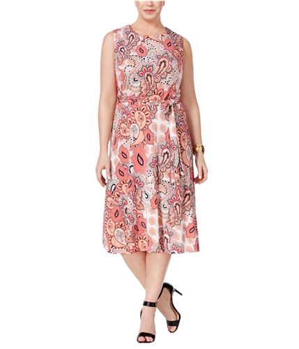 Charter Club Womens Paisley Fit & Flare Dress summerreefcmb 1X