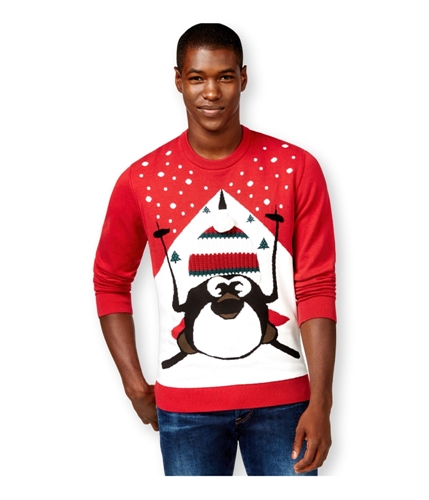 American Rag Mens Penguin Ski Pullover Sweater cherrylip M