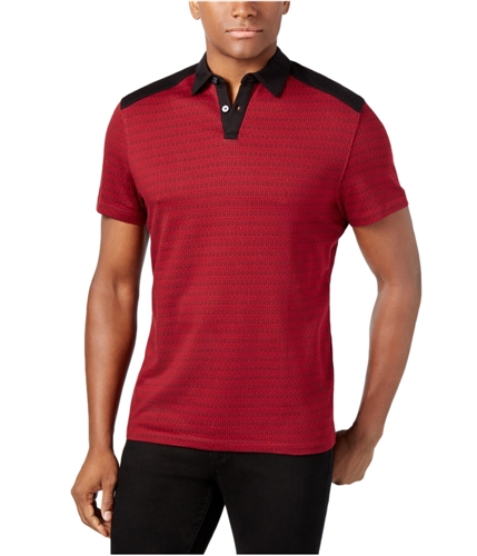Alfani Mens Geometric Rugby Polo Shirt redvelvet 2XL