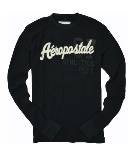Aeropostale Mens Graphic Thermal Knit Sweater black XS