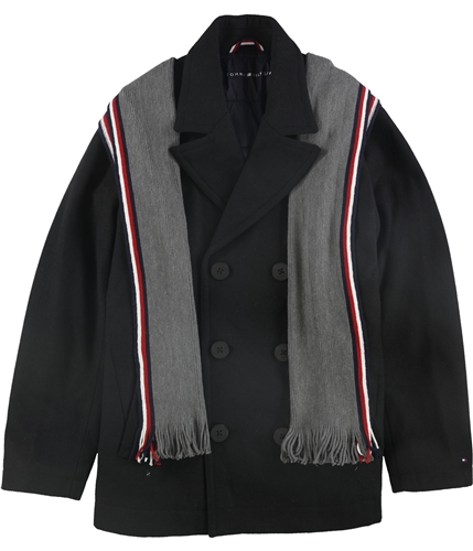 Tommy Hilfiger Mens Double Breasted Pea Coat black M