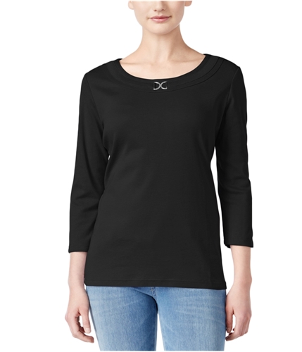 Karen Scott Womens Buckle Detail Basic T-Shirt deepblack PM