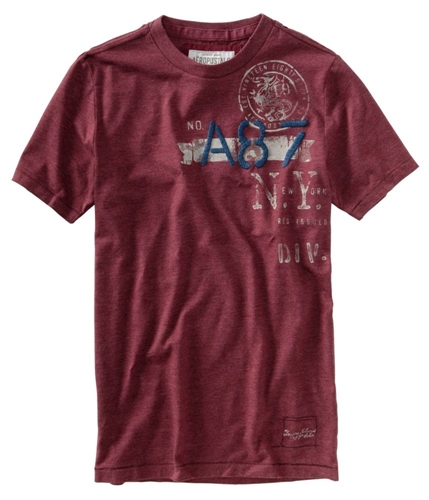 Aeropostale Mens Embroidered A-87 Graphic T-Shirt burgundy XS