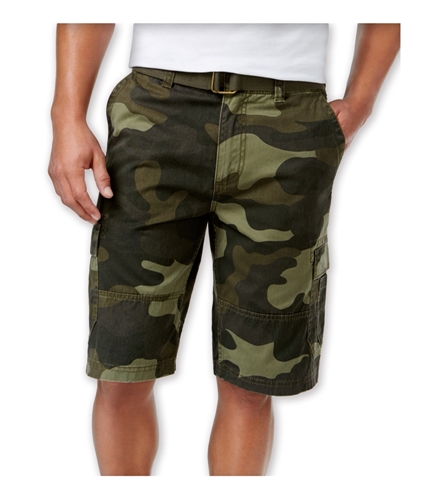 American Rag Mens Camo Belted Casual Cargo Shorts olivemist 30
