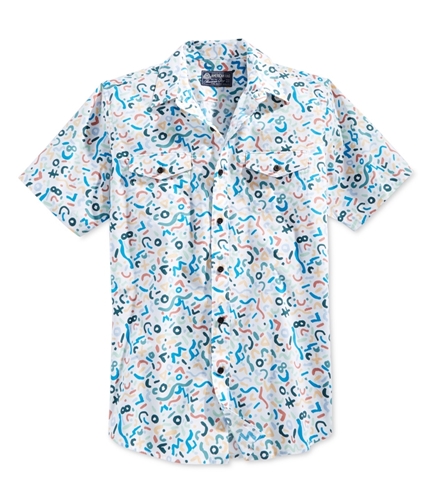 American Rag Mens Abstract Print Button Up Shirt brightwhite S
