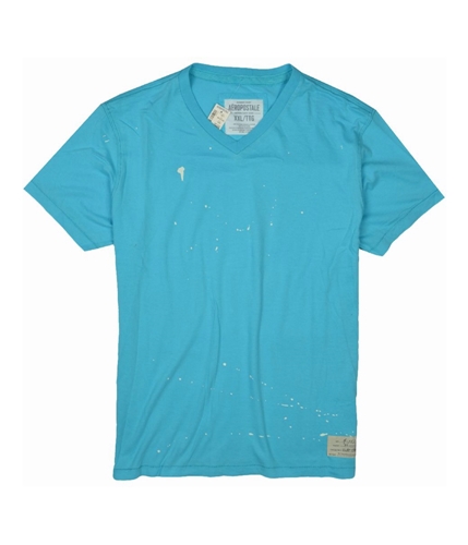 Aeropostale Mens Paint Slattered V-neck Graphic T-Shirt brightaqua 2XL