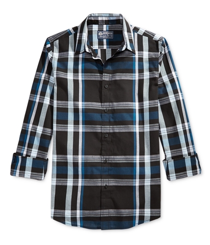 American Rag Mens Xavier Plaid Button Up Shirt deepblack S