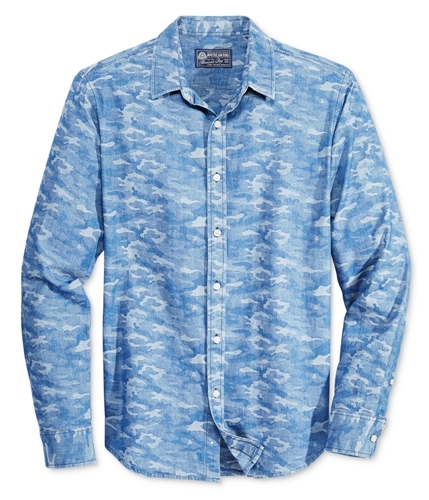 American Rag Mens Camo Button Up Shirt blue XL