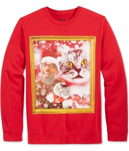 American Rag Mens Cat Owner Faceswap Sweatshirt red S