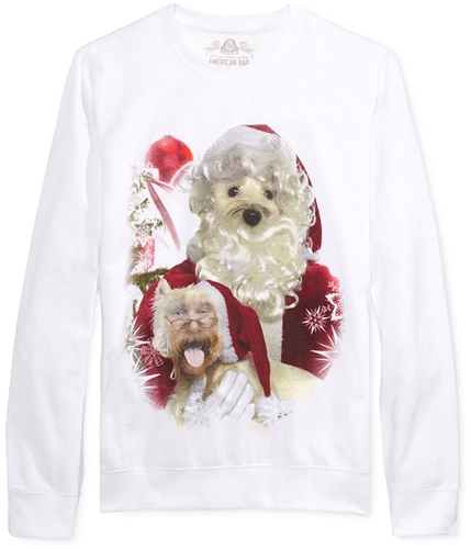 American Rag Mens Santa Dog Face Swap Sweatshirt white S