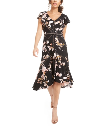 Taylor Womens Floral Midi Dress black 2