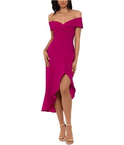 XSCAPE Womens Ruffle Flounce Midi Dress purple 2