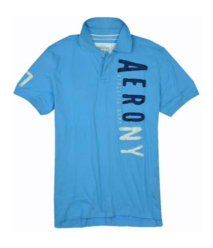 Aeropostale Mens Embroidered Aero Ny Rugby Polo Shirt sportyblue 2XL